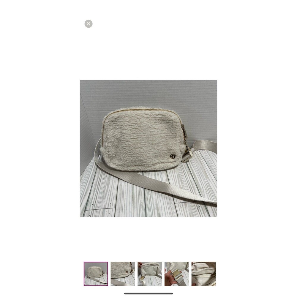 Lululemon ivory fleece everywhere belt bag gold accents